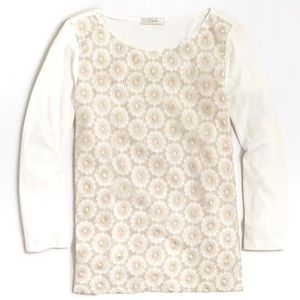 J.Crew Front Metallic Gold Lace Lightweight Top S